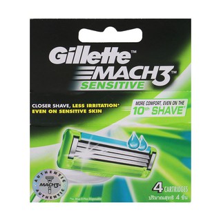 GILLETTE MACH 3 SENSITIVE CART 4 GILLETTE ใบมีดมัคทรีเซ็นซิทีฟ 4 ใบ ผลิตภัณฑ์กำจัดขน ของใช้ส่วนตัว ผลิตภัณฑ์และของใช้ภาย