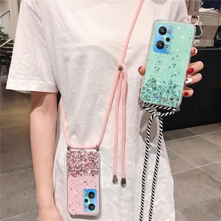 เคสโทรศัพท์มือถือแบบใส ประดับกลิตเตอร์ พร้อมสายคล้อง สำหรับ Realme GT Neo2 5G Master Edition C25Y C21Y C21 C25s C25 Narzo30A 20 Pro Realme 8 5G Realme8 เคสเรียวมี8