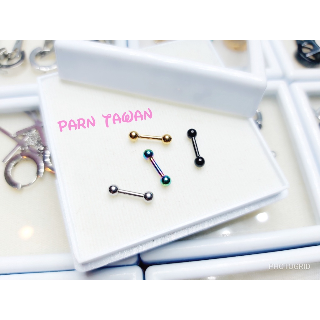 จิวหูงานสแตนเลสแท้ ใส่อาบน้ำได้ไม่เป็นสนิม ขนาดก้าน 1.mm (ขนาดบอล 2 mm ) ชิ้นละ39 บาท