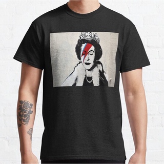 Bansky Street Art Queen Elizabeth Lightning Bowie Men S Fashion New Summer Casual T-Shirt