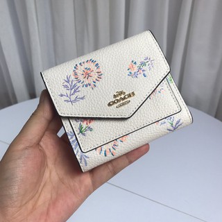 โค้ช 69849 ผู้หญิงใหม่สบาย ๆ ไร่ทุ่งหญ้าพิมพ์พับกระเป๋าสตางค์สั้น，Womens wallet