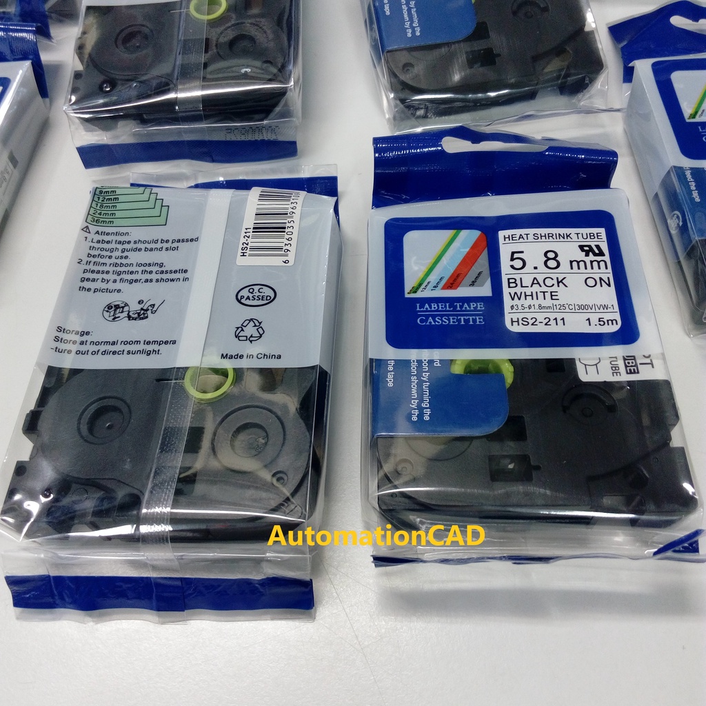 ท่อหดพิมพ์อักษร เทียบเท่า BROTHER HSE-211 HSE-221 HSE-231 HSE-611 HSE-621 HSE-631 Heat-Shrink Tube