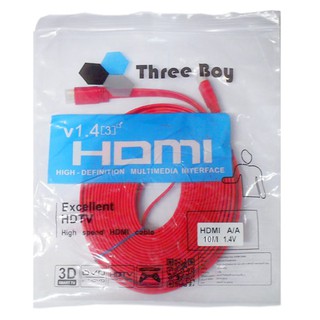 Cable DP HDMI M/M Slim สายแบน ( 10M) คละสี Three Boy