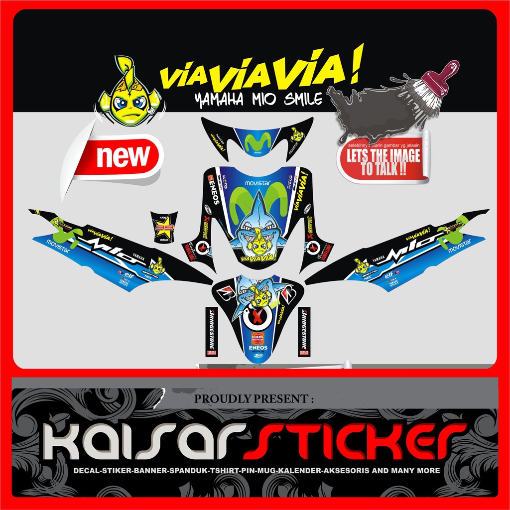 Decal Sticker Motor full body Sticker Yamaha Mio Smile - Sporty Shark Via VIa VIa