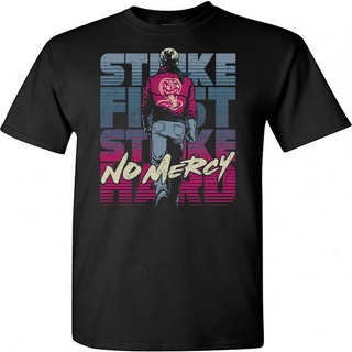 เสื้อยืดพิมพ์ลายแฟชั่น เสื้อยืด พิมพ์ลายภาพยนตร์ Cobra Kai Karate No Mercy Strike First 80s แฟชั่นฤดูร้อน สําหรับผู้ชาย