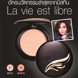 แป้งพัฟ Mistine วิงส์ EXP12/2024 แป้งพัฟผสมรองพื้น Mistine Wings Extra Cover Super Powder SPF25 PA++10g.