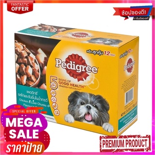 เพดดิกรี เพาช์ อาหารสุนัขโต รสไก่และตับในน้ำเกรวี่ 130 กรัม x 12 ซองPedigree Dog Food Pouch Chicken &amp; Liver Flavour in G