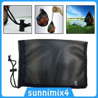 [Sunnimix4] กระเป๋าตาข่ายไนล่อน สีดํา สําหรับเก็บลูกกอล์ฟ