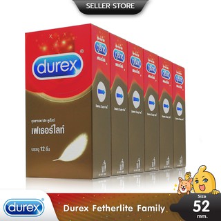 Durex Fetherlite ถุงยางอนามัย บางพิเศษ ผิวเรียบ ขนาด 52.5 มม. บรรจุ 6 กล่อง (72 ชิ้น)