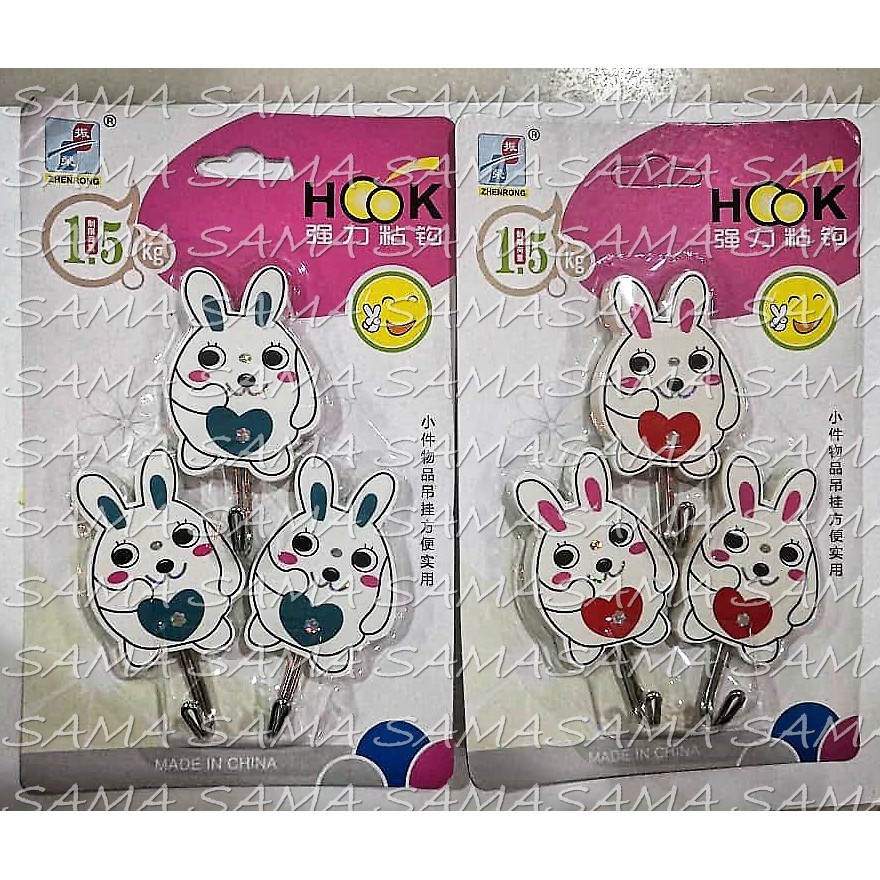 SUPER STICKY RABBIT WALL HOOK STRONG ADHESIVE HOOK NO DRILLING ADHESIVE HANGER 超强力粘挂性钩