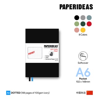 Paperideas A6 Dotted Softcover Notebook - สมุดโน๊ตเปเปอร์ไอเดีย ปกอ่อนลายจุด ขนาด A6 (มีให้เลือก 8 สี)