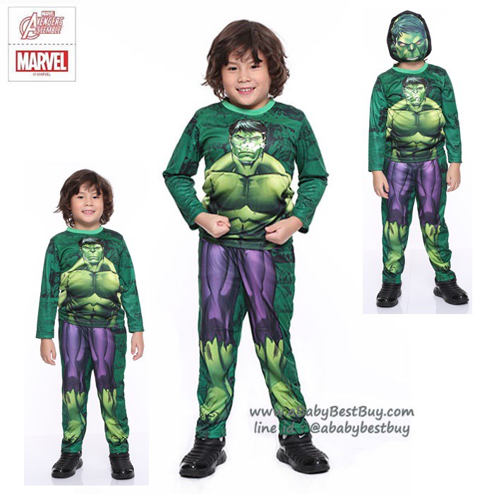 ชุดแฟนซีเด็กผู้ชาย Hulk - The Avengers Super Hero - The Hulk มาพร้อมกับเสื้อ กางเกง หน้ากากสุดเท่ห์ 