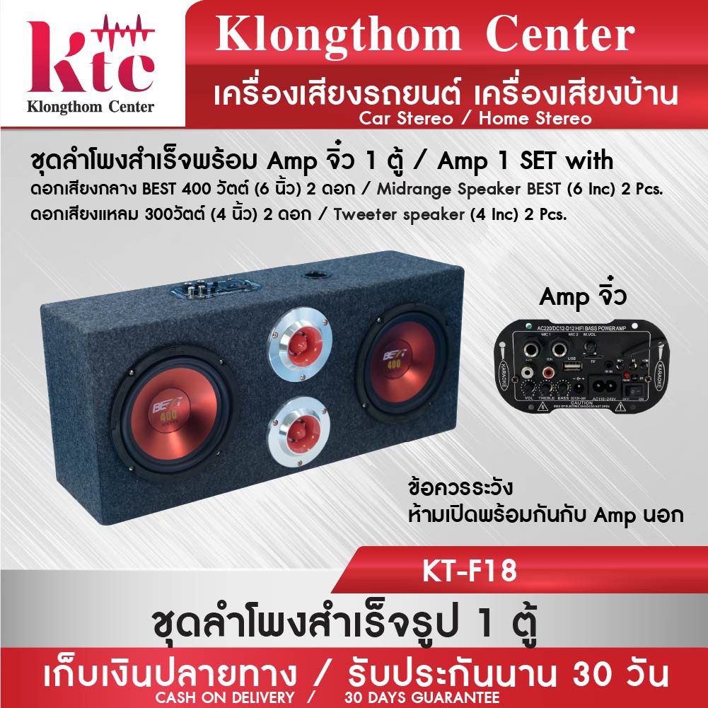 Klongthom Center รุ่น : KT-F18 ชุดลำโพงสำเร็จพร้อม Amp จิ๋ว จำนวน 1 ตู้