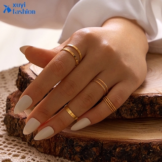 Vintage Gold Sliver Ring Set Simple Fashion Finger Rings Women Wedding Jewelry Accessories Gift