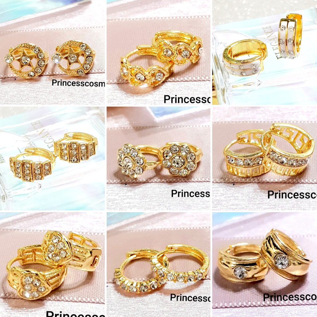 ต่างหูห่วงหุ้มทอง24Kไม่ลอกไม่ดำลวดลายน่ารักๆใส่ได้หลายโอกาสที่ต้องการ