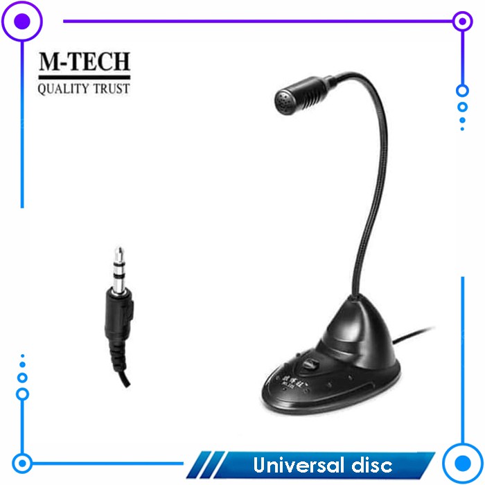 M-Tech 3.5 มม. ไมโครโฟนพร้อมขาตั้งไมโครโฟน PC แล็ปท็อป HP แท็บเล็ต MT03 MT-03