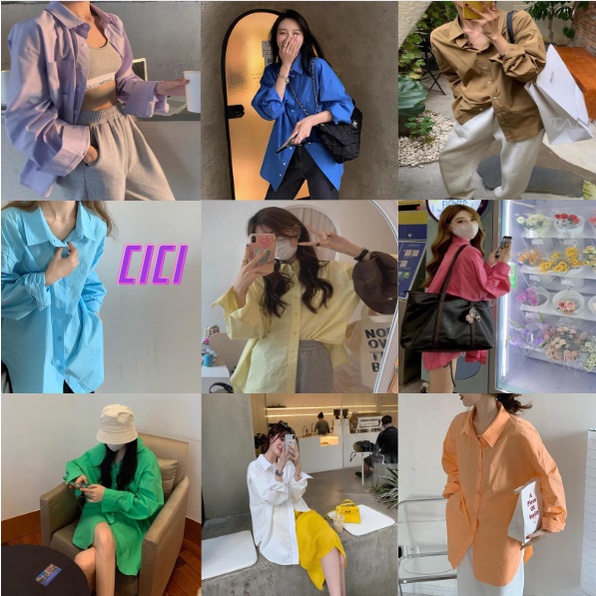 ส่งทันที Cici(NO. 2165)เสื้อเชิ้ตทรงoversize เนื้อผ้าดีทรงสวยใส่แมทช์ง่ายสไตล์เกาหลีสุดๆ