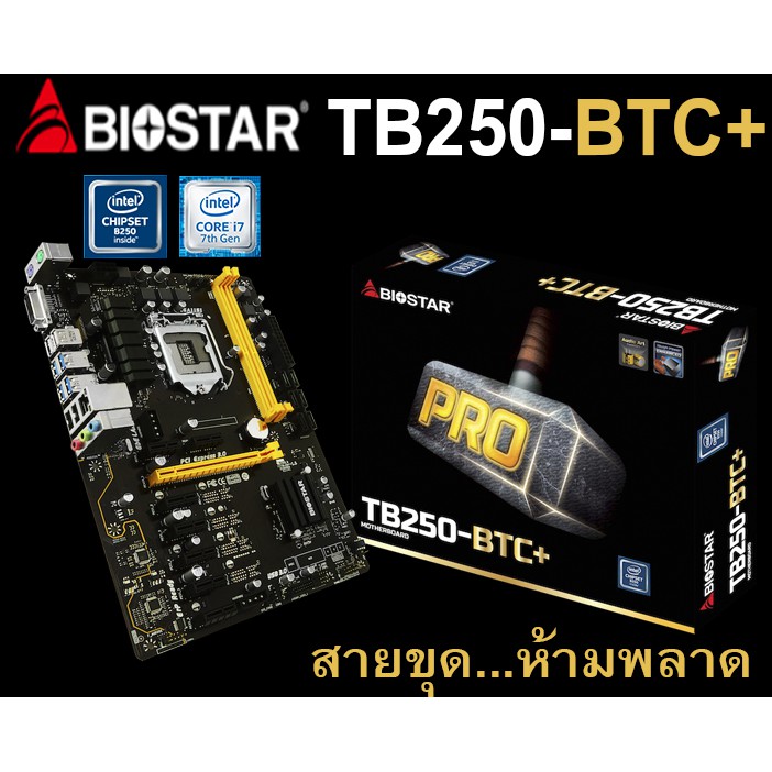 Mainboard INTEL BIOSTAR TB250-BTC+ (Socket 1151) มือสอง พร้อมส่ง แพ็คดีมาก!!! [[[แถมถ่านไบออส]]]