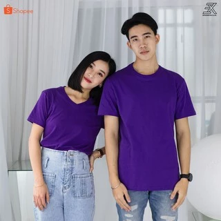 Expogarment เสื้อยืด คอกลม คอวี คอตตอน100% สีพื้น(ส้ม บานเย็น ม่วง เขียว) ไม่มีตะเข็บข้าง ไซส์S-2XL หดเกิน3%คืนเงิน