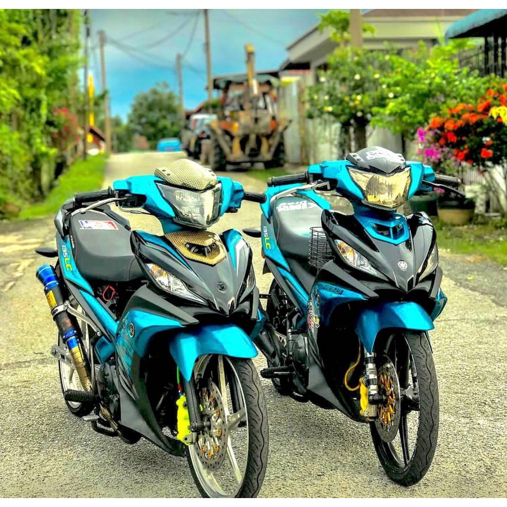 ฝาครอบ YAMAHA SIP TAMPAL LC135 LC V7 METALIC CYAN CM6 STRIPE A CLASS HONG LEONG YAMAHA HLY 100% VELO