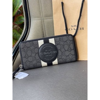 📮@1,390.-🔥🔥LUXURY BRAND SALE 7 % +📍(ส่งฟรี EMS)🔥🔥💯COACH  DEMPSEY LARGE PHONE WALLET IN SIGNATURE JACQUARD WITH STRIPE