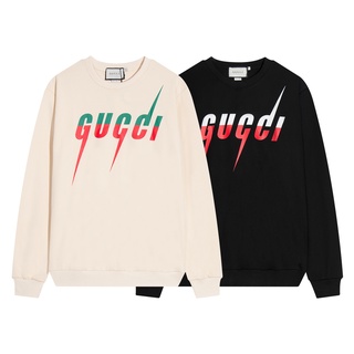 Gucci เสื้อกันหนาว คอกลม ผ้าฝ้าย พิมพ์ลาย แฟชั่นสําหรับผู้ชาย และผู้หญิง