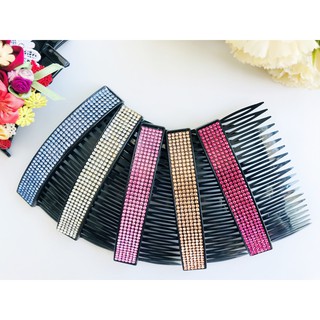 หวีสับ คาดผม ปิ่น ที่คาดผม หวี แปรงผม ที่เสียบผม ปิ่นปักผม คาดเกล้า Diamond Pearl Black Hair Comb Clips Jaw