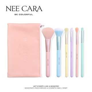 NEE CARA นีคาร่า เซ็ตแปรงแต่งหน้า มอนส์เตอร์ 6 ชิ้นพร้อมกระเป๋า N1967 LETS PARTY LIKE A MONSTER 6 PIECE BRUSH SET &amp; BAG