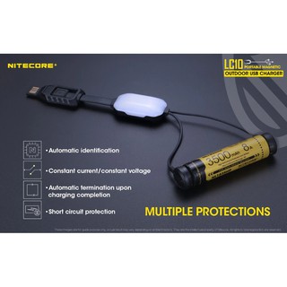 เครื่องชาร์จแบบสายแม่เหล็ก NITECORE LC10 Magnetic USB Flashlight Battery