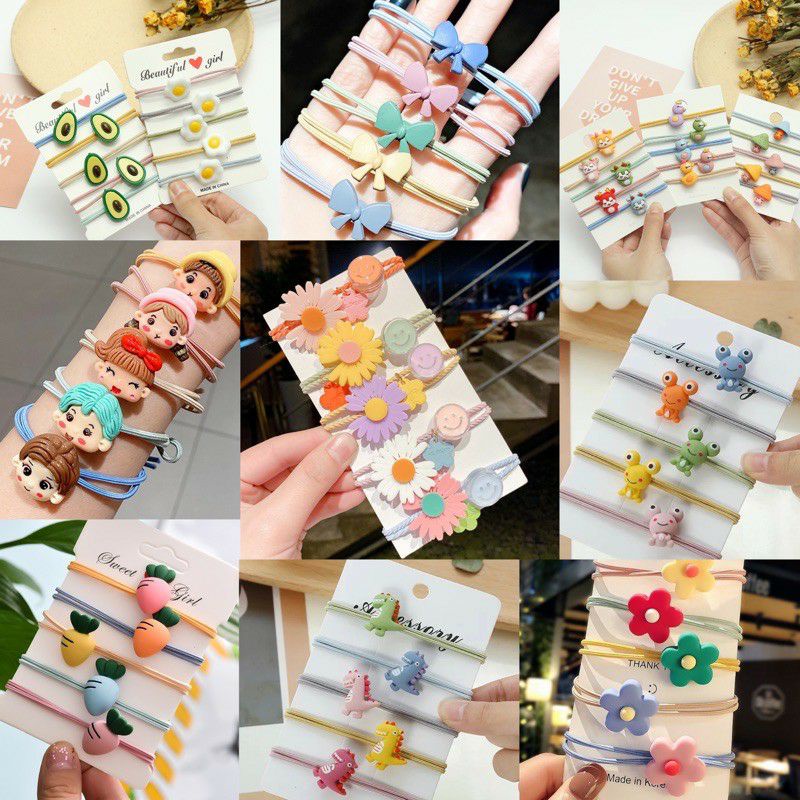 ♡เลือกแบบได้ คละสี♡ ยางรัดผม ยางมัดผมสไตล์เกาหลี ยางมัดผมลายการ์ตูน