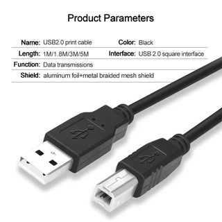 [ยาว 1-4m ] สาย usb printer สาย USB Type B ปริ้นเตอร์ มี 3 สี เทา ดำ ฟ้า สายเครื่องปริ้นท์คุณภาพสูง