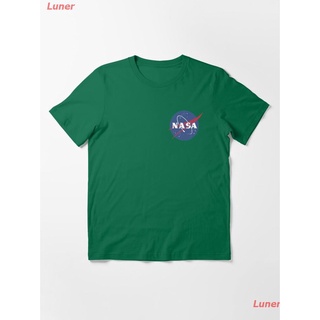 Luner เสื้อยืดกีฬา Women’s pocket NASA Logo T-Shirt in Black for Women - Womens NASA Distressed Shirt - Space Shirts -