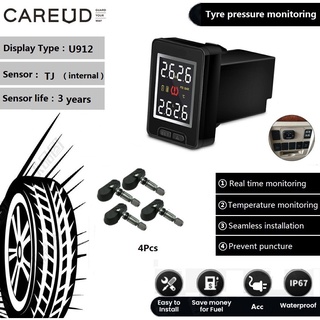 Careud U912  เครื่องวัดลมยาง TPMS TP03  แบบ ฝั่งคอนโซล Built-in รุ่น เซนเซอร์มินิภายนอก internal mini senso for Tpms of car