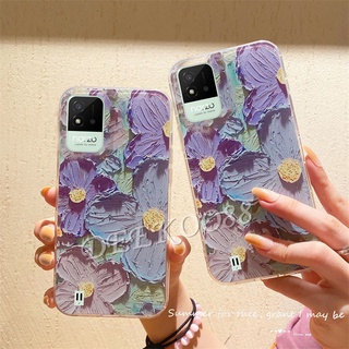 เคส Realme GT Neo2 5G Narzo 50i C25Y New TPU Softcase Shockproof Purple Painting Flowers Back Cover Phone Case เคสโทรศัพท์ RealmeNarzo Narzo50i RealmeC25Y RealmeGT GTNeo2 Handphone Casing