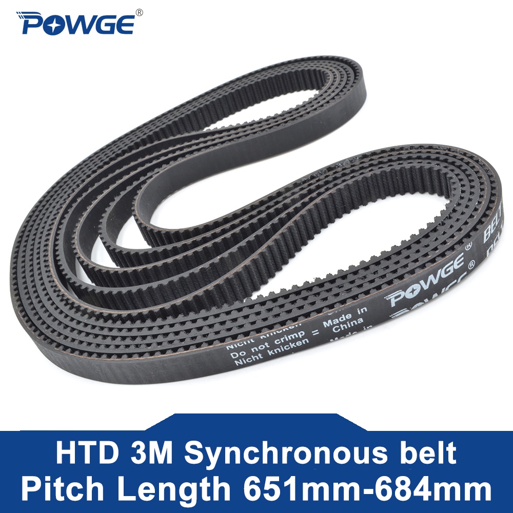 POWGE HTD 3M Timing belt Pitch length 651/654/657/660/663/669/672/675/678/684mm Width 6-30mm 660-3M/