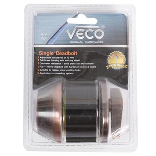 FREE HOME กุญแจลิ้นตาย 1 ด้าน VECO 101 สีทองแดงรมดำ กุญแจ Deadbolt ลูกบิดประตู กลอนประตู ลูกบิดกลอนประตู