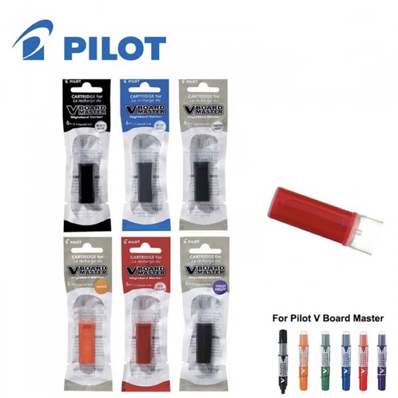 Pilot V Board Master Refill Ink Cartridge สีดํา/น้ําเงิน/แดง/เขียว/ม่วง/ส้ม