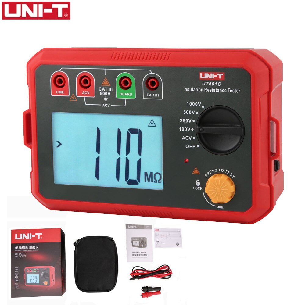 【จัดส่งในกรุงเทพฯ】(รุ่นใหม่) Uni-t UT501C 502C เครื่องทดสอบฉนวนไฟฟ้าดิจิทัล 1000V การทดสอบไฟฟ้าลัดวงจร สัญญาณเตือนอินพุต พลังงานสูง