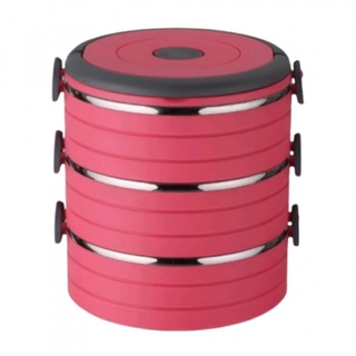 Ghouse Online UCHI ปิ่นโตสเตนเลสเก็บความร้อน ทรงกลม 3 ชั้น  BL1204-3PK  สีชมพู