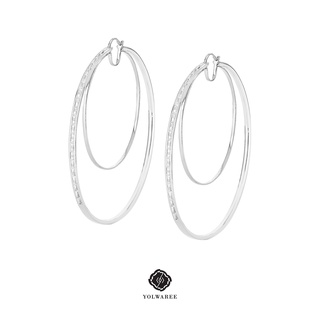 YOLWAREE - WAREE STATEMENT HOOP EARRINGS ต่างหูเงินแท้ ประดับเพชรคิวบิกเซอร์โคเนีย (The stones are Cubic Zirconia)