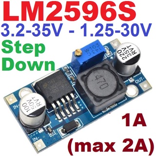 โมดูลลดแรงดันไฟ LM2596S 3.2-35V to 1.25-30V 1A (max 2A) DC-DC Step Down Converter Module Adjustable Voltage Regulator