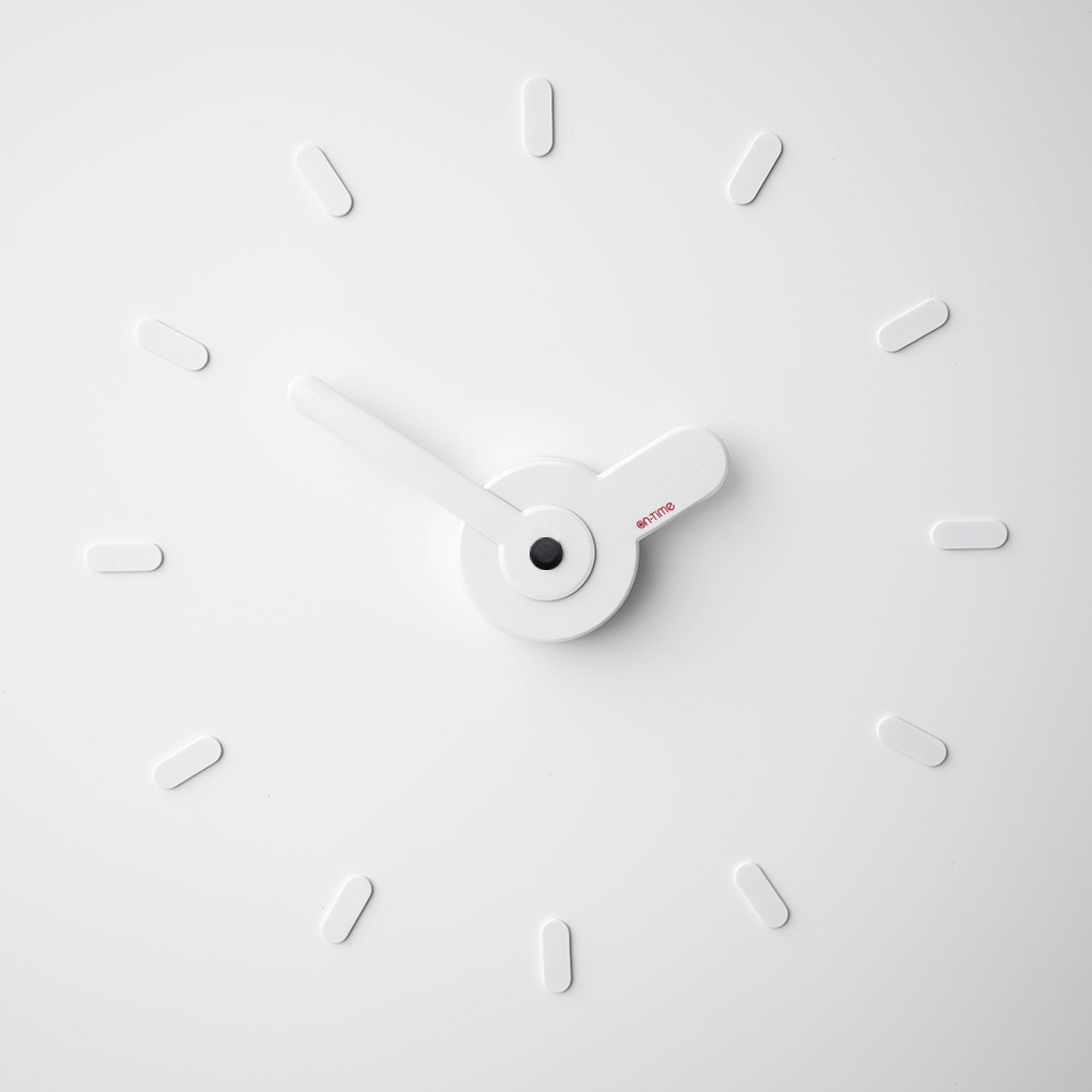 นาฬิกา On-Time V1M สีขาวหมุดดำ ไม่มีเข็มวินาที ติดตั้ง 48-60 เซน Wall Clock DIY นาฬิกาแขวนผนัง ติดผนังไม่เจาะผนัง