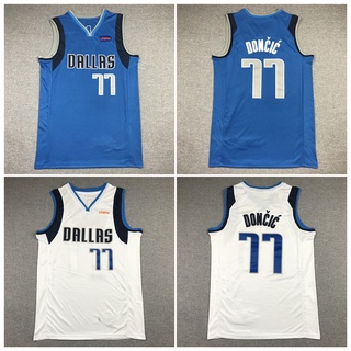 เสื้อกีฬาแขนสั้น ปักลาย Mavericks 77 Doncic Jersey ครบรอบ 75 ปี 2022