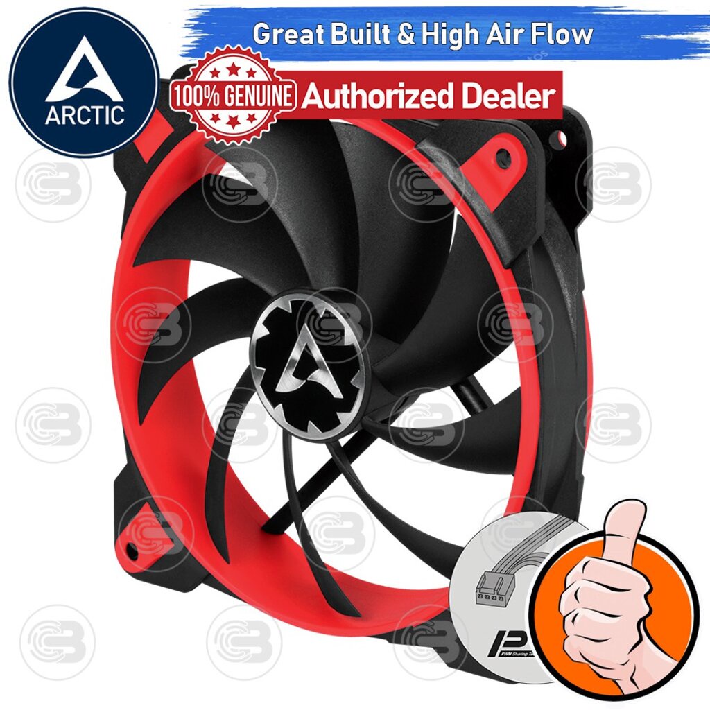 [CoolBlasterThai] ARCTIC BioniX F120 Red Gaming Fan with PWM PST (size 120 mm.) PC Fan Case ประกัน 10 ปี