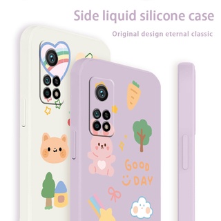 เคสโทรศัพท์รูปสัตว์ในฤดูใบไม้ผลิ Square Soft Case For Xiaomi Mi 10T pro Lite 9T Pro Lite Shockproof Camera Lens Protection Liquid Silicone Phone Cover Case