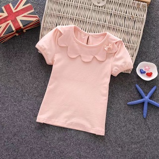 เสื้อยึดเด็กคอปกระบาย เนื้อผ้าคอตตอล นิ่ม ใส่สบาย สำหรับเด็ก 1 - 5 ขวบ