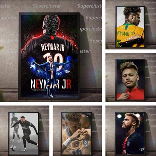 Neymar ภาพโปสเตอร์ผ้าใบ พิมพ์ลายฟุตบอล Superstar สําหรับตกแต่งผนังบ้าน