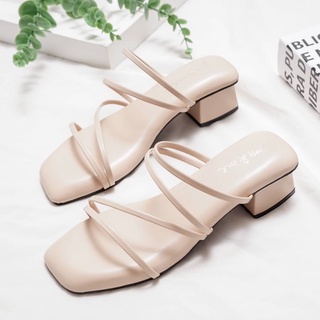 YM019 รองเท้าmaxiส้นเหลี่ยมสูง 1.2 นิ้ว
