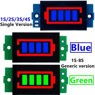 1/2/3/4/5/6/7/8s โมดูลแสดงสถานะความจุแบตเตอรี่ลิเธียม จอแสดงผลสีฟ้า สีเขียว เครื่องทดสอบพลังงานแบตเตอรี่รถยนต์ไฟฟ้า