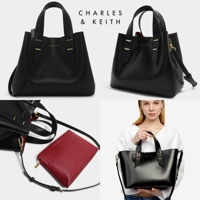 charles & keith embellished slouchy handbag